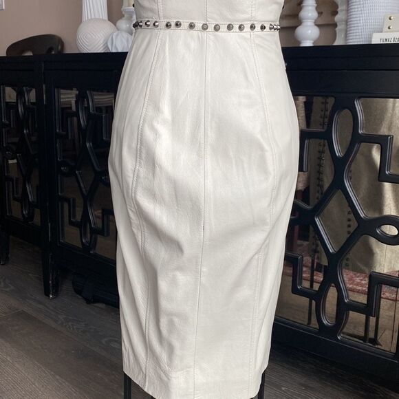 Bebe Ari White Studded Genuine Leather Dress - Picture 15 of 16